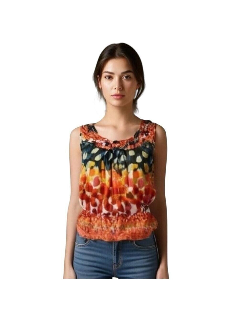 Black Rainn Twist Neck Sleeveless Top Blouse